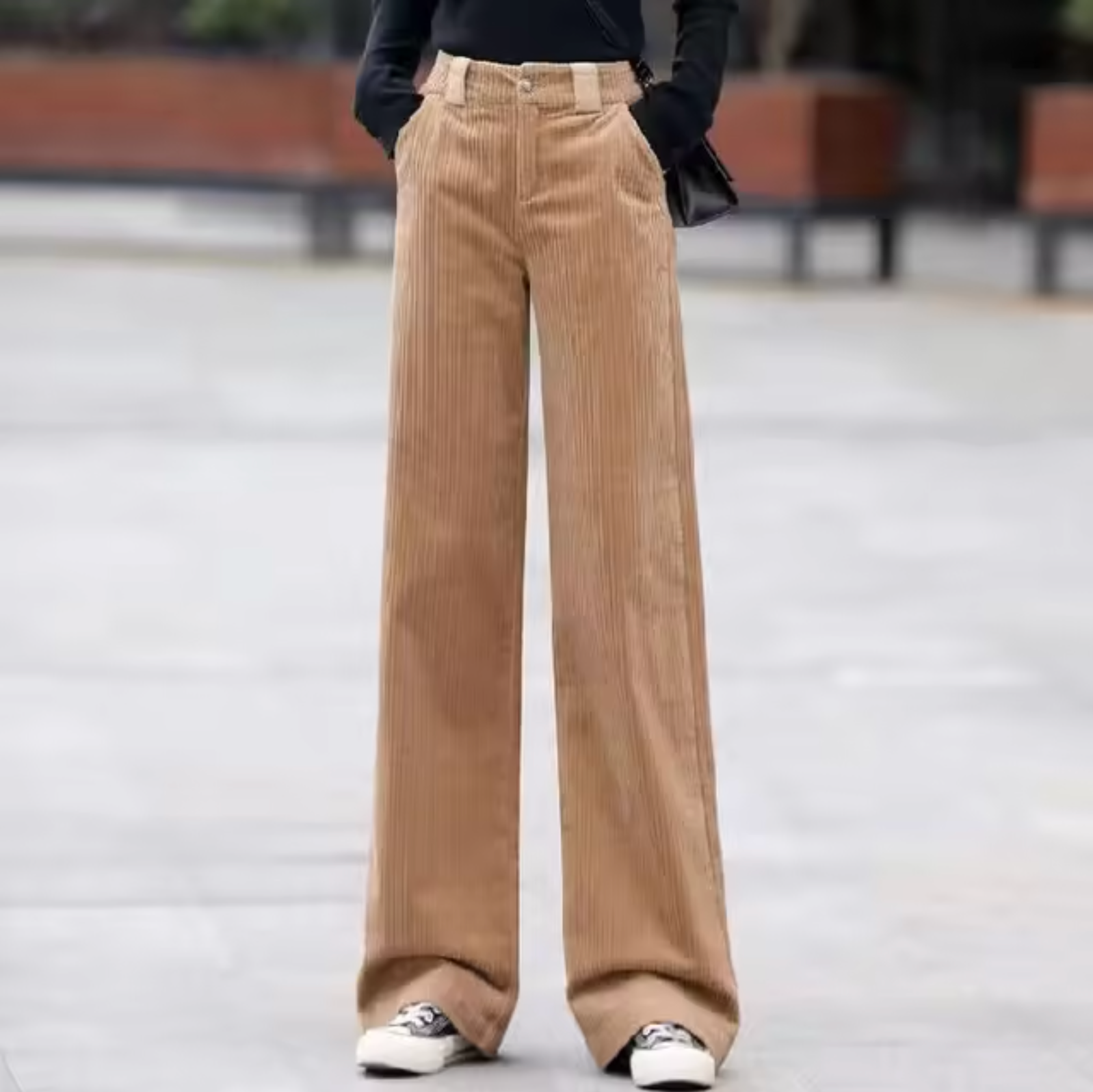Pantaloni da donna in velluto a coste a vita alta – Comodi e alla moda