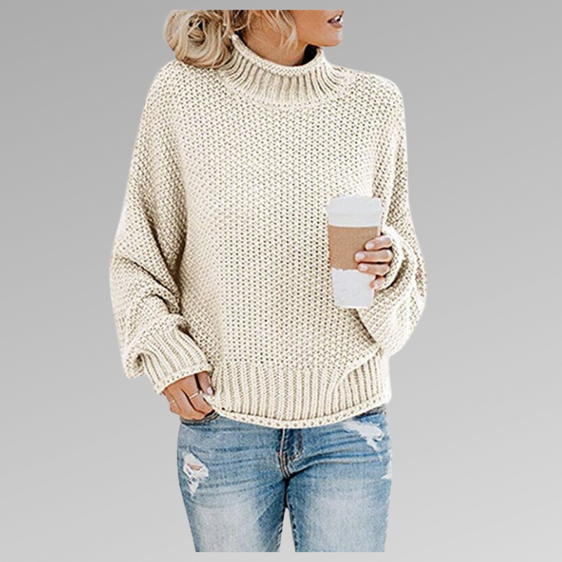 Maglione dolcevita oversize da donna in maglia - Pullover comodo e ampio