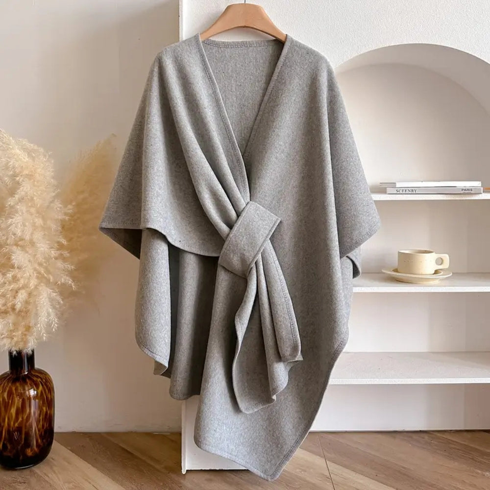 Cappotto elegante da donna con mantella Poncho invernale antivento - Giacca oversize calda con maniche lunghe, morbida e chic in stile scialle per il freddo