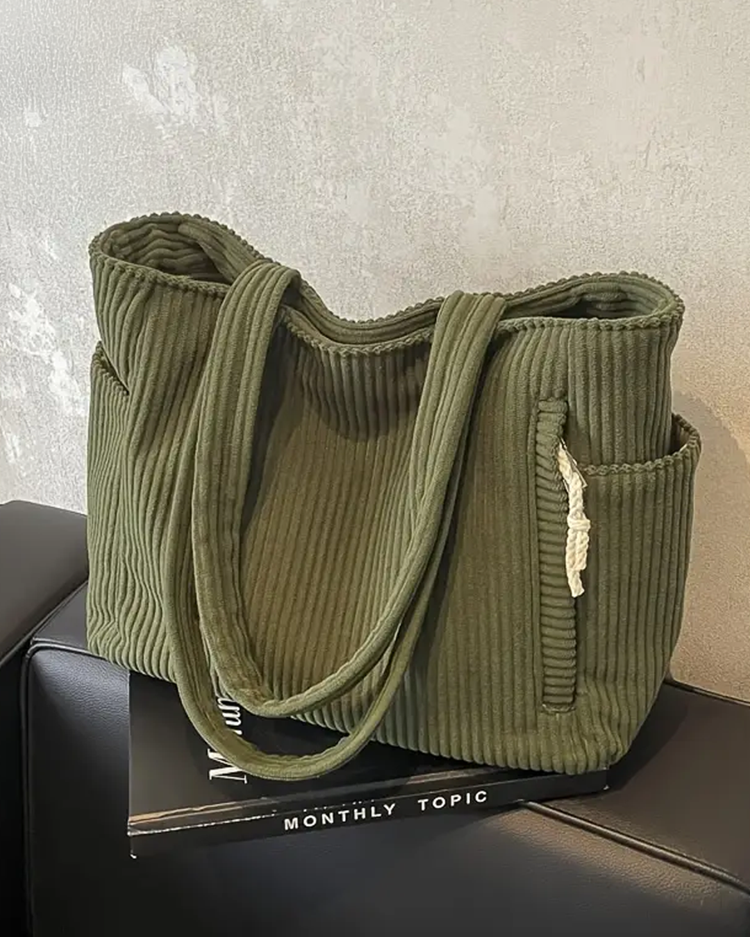 Borsa a Spalla Elegante a Coste da Donna - Borsa Capiente