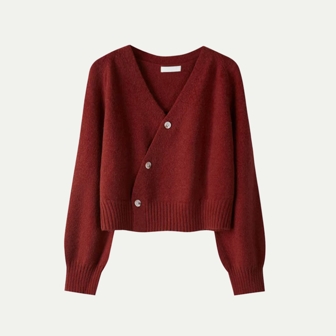 Cardigan da donna in lana premium con scollo a V - Maglia corta e comoda
