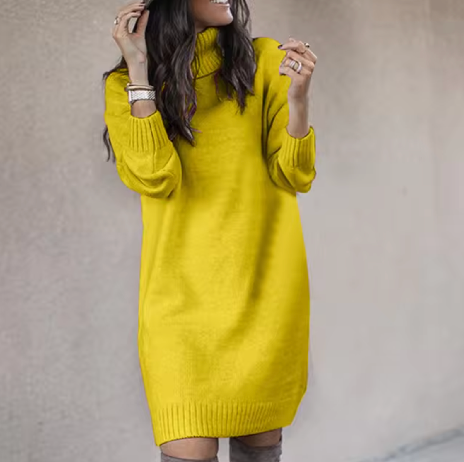 Abito maglione dolcevita da donna | Maniche lunghe