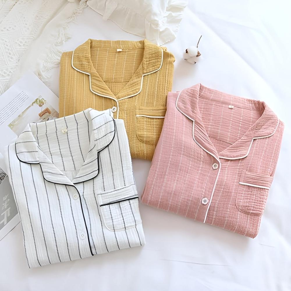Pigiama camicia da donna – stile classico con maniche lunghe