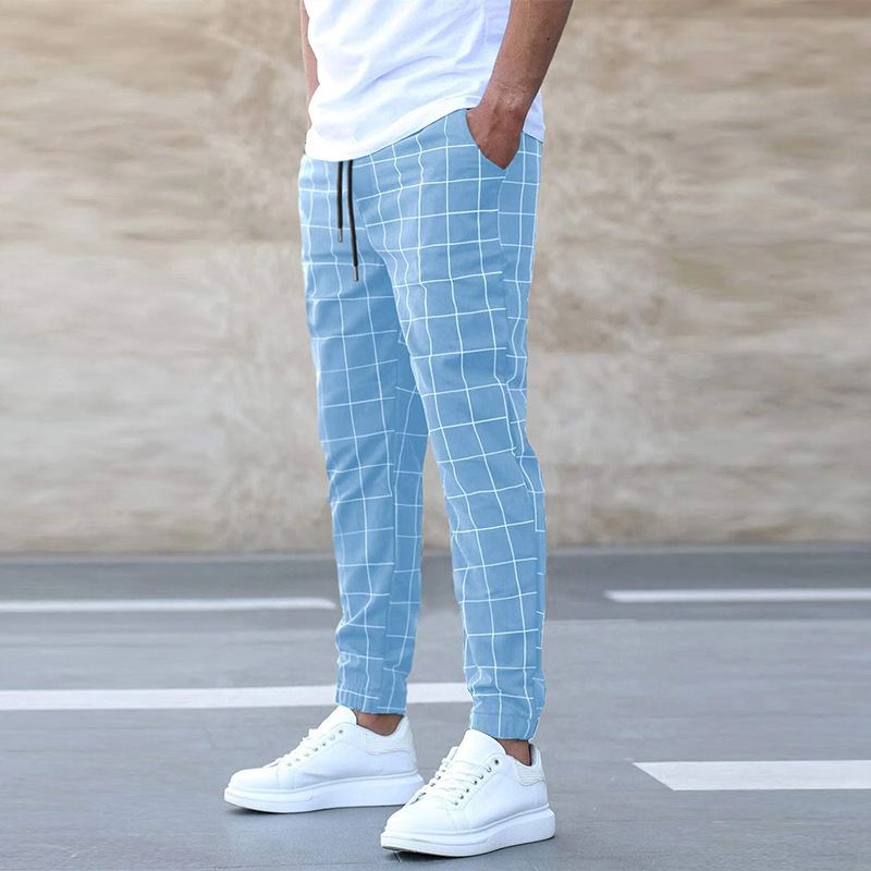 Pantaloni chinos a quadri slim di tendenza per uomo