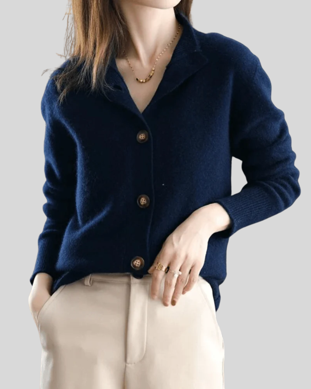 Cardigan da donna in misto lana – Maglia morbida con scollo a V e bottoni sul davanti