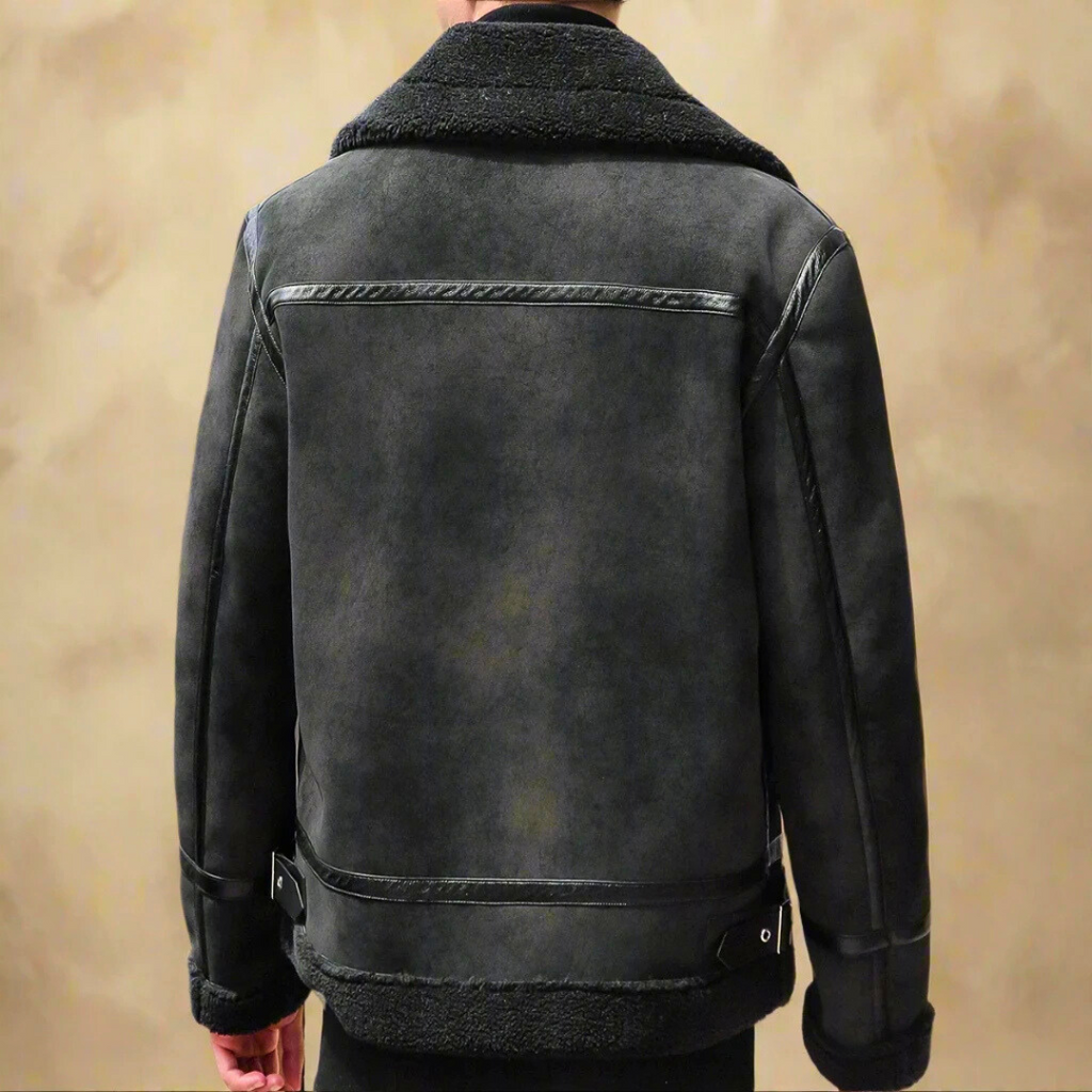 Cappotto invernale da uomo in pelle scamosciata di alta qualità cintura - Cappotto caldo ed