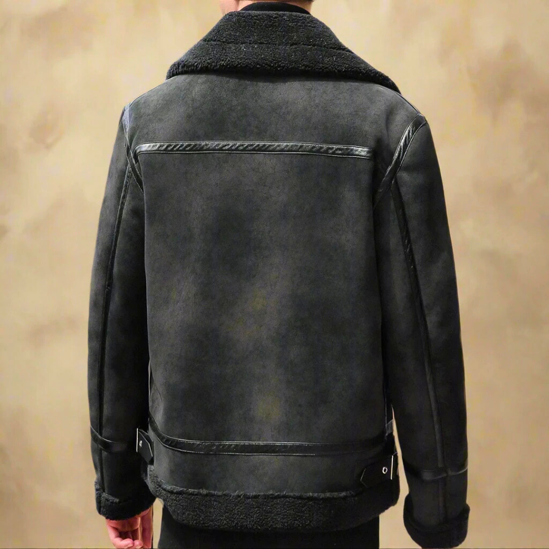 Cappotto invernale da uomo in pelle scamosciata di alta qualità cintura - Cappotto caldo ed