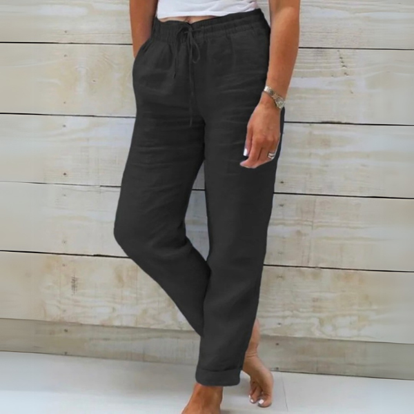 Pantaloni estivi casual eleganti in lino da donna - leggeri, traspiranti, comodi