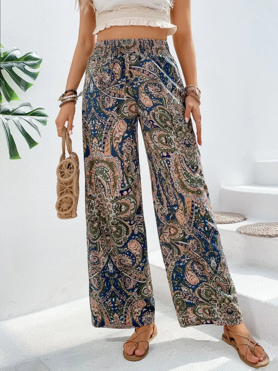 Pantaloni larghi stampati da donna