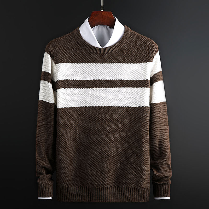 Maglione girocollo a righe da uomo - maglia comoda ed elegante