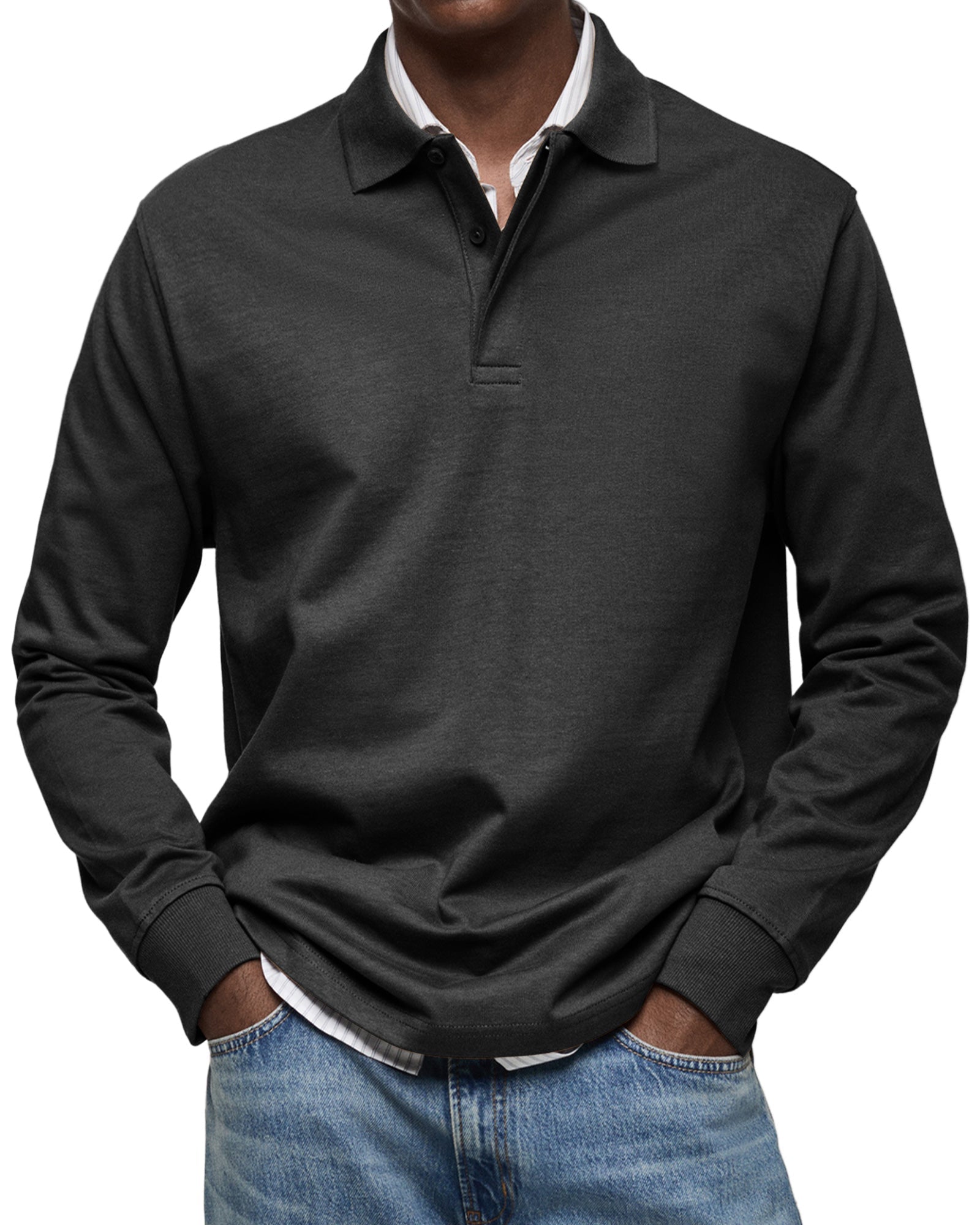 Polo casual a maniche lunghe da uomo