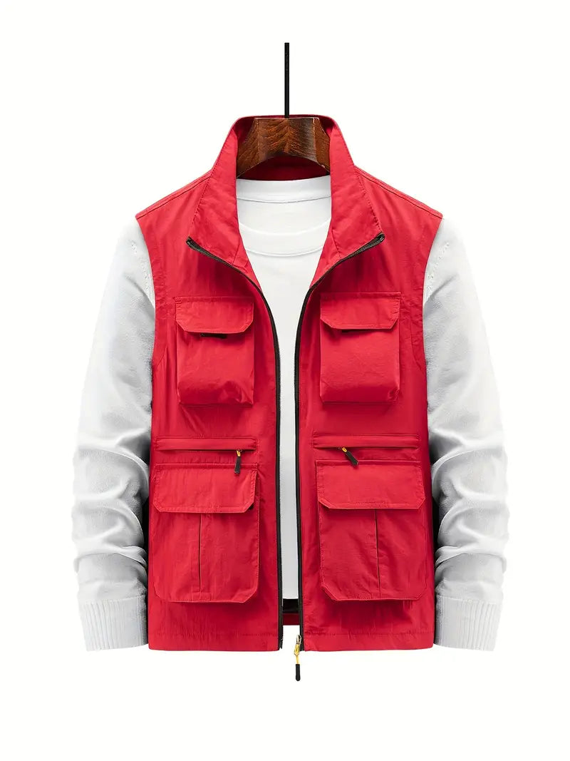 Gilet da uomo con zip multi-tasche