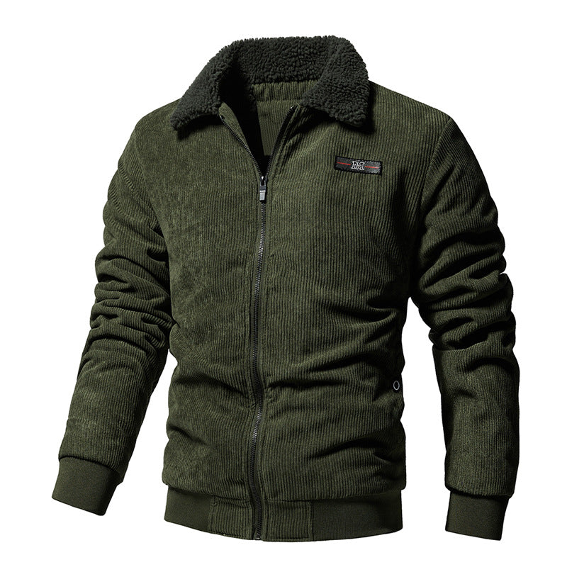 Giacca invernale trapuntata a coste premium da uomo - Collo in caldo sherpa