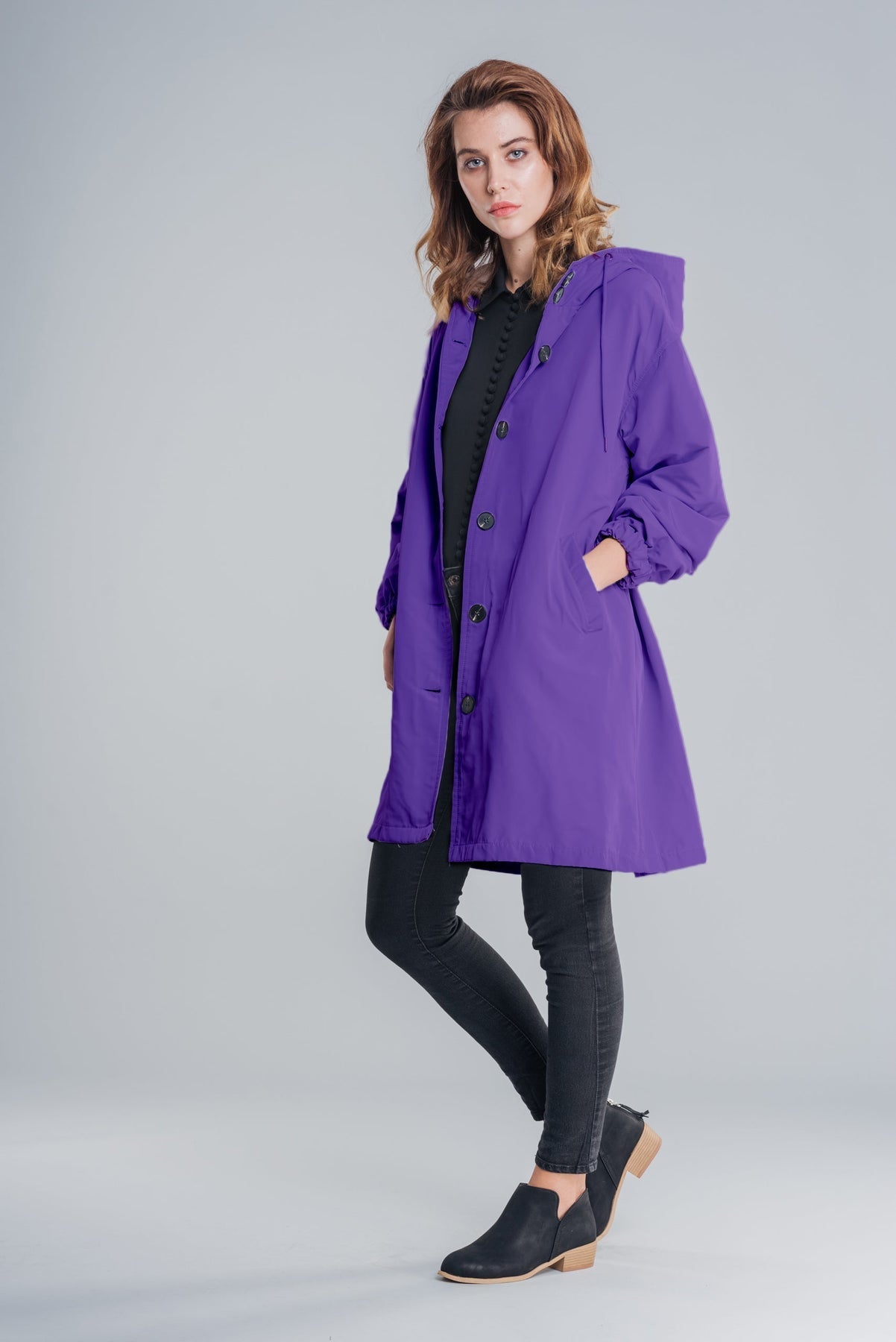 Giacca antipioggia impermeabile oversize con cappuccio da donna - elegante per le attività all'aperto