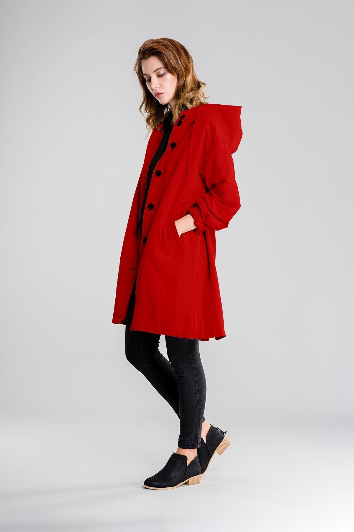 Giacca antipioggia impermeabile oversize con cappuccio da donna - elegante per le attività all'aperto