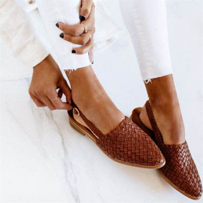 Sandali da Donna Eleganti Intrecciati con Cinturino Slingback – Scarpe Estive con Punta Chiusa Comode e Raffinate