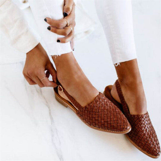 Sandali da Donna Eleganti Intrecciati con Cinturino Slingback – Scarpe Estive con Punta Chiusa Comode e Raffinate
