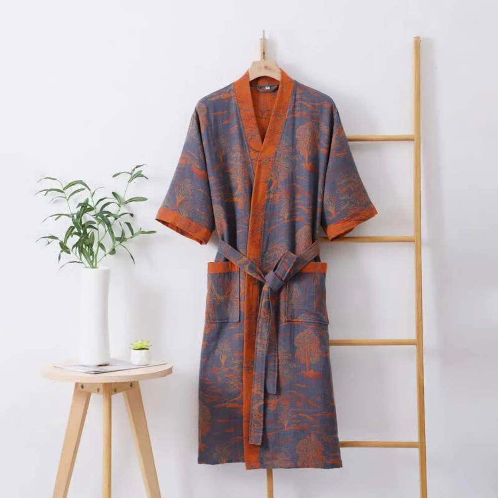 Kimono unisex con stampa giapponese – vestaglia leggera da casa
