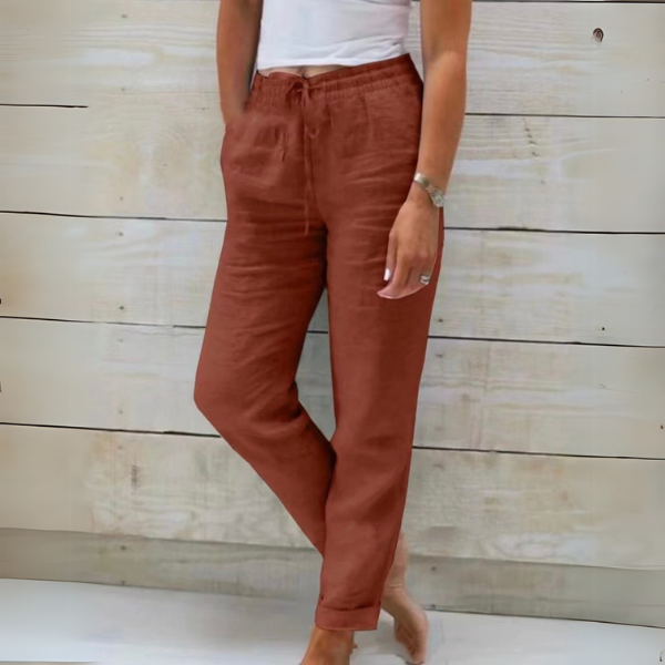 Pantaloni estivi casual eleganti in lino da donna - leggeri, traspiranti, comodi