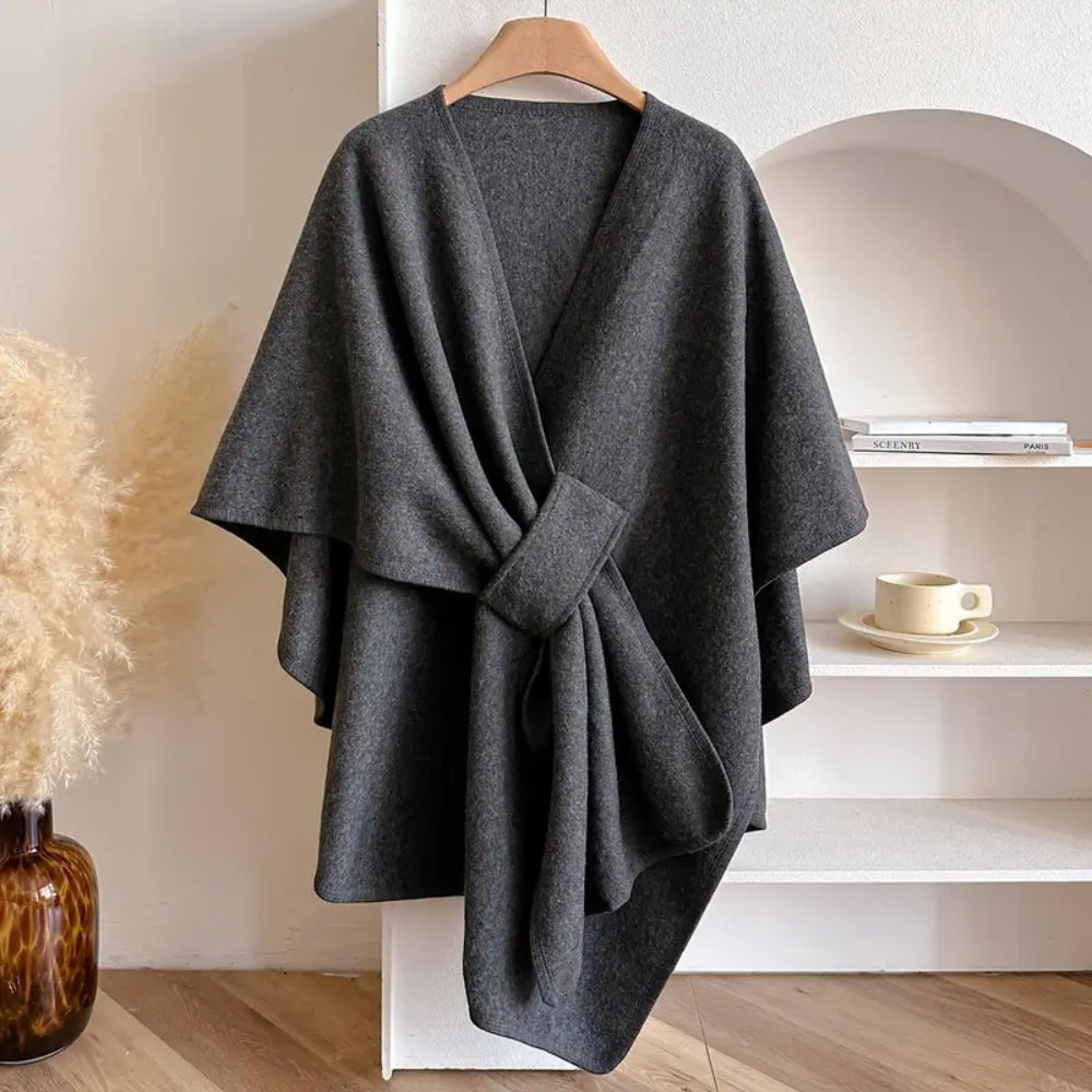 Cappotto elegante da donna con mantella Poncho invernale antivento - Giacca oversize calda con maniche lunghe, morbida e chic in stile scialle per il freddo