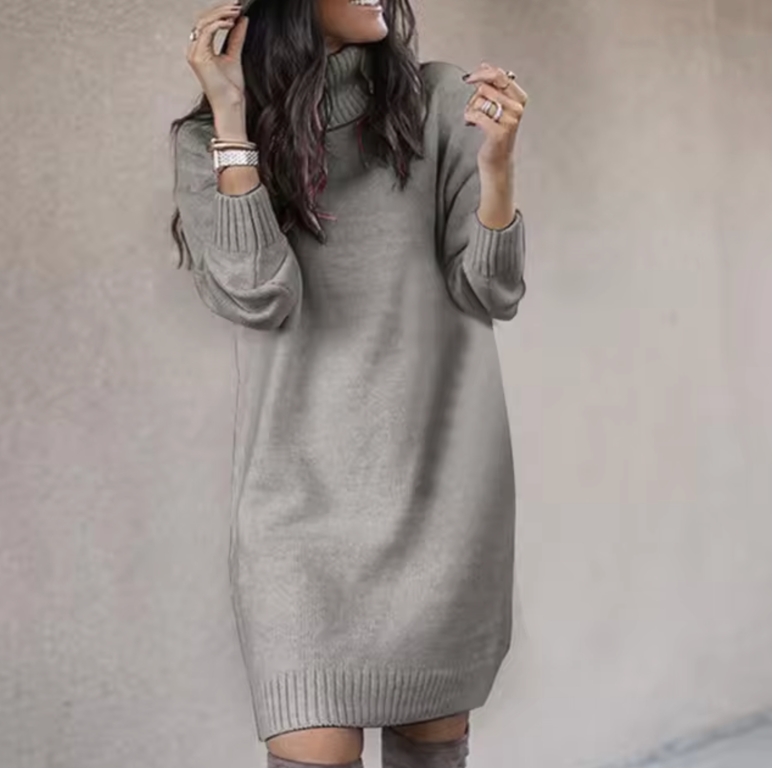 Abito maglione dolcevita da donna | Maniche lunghe
