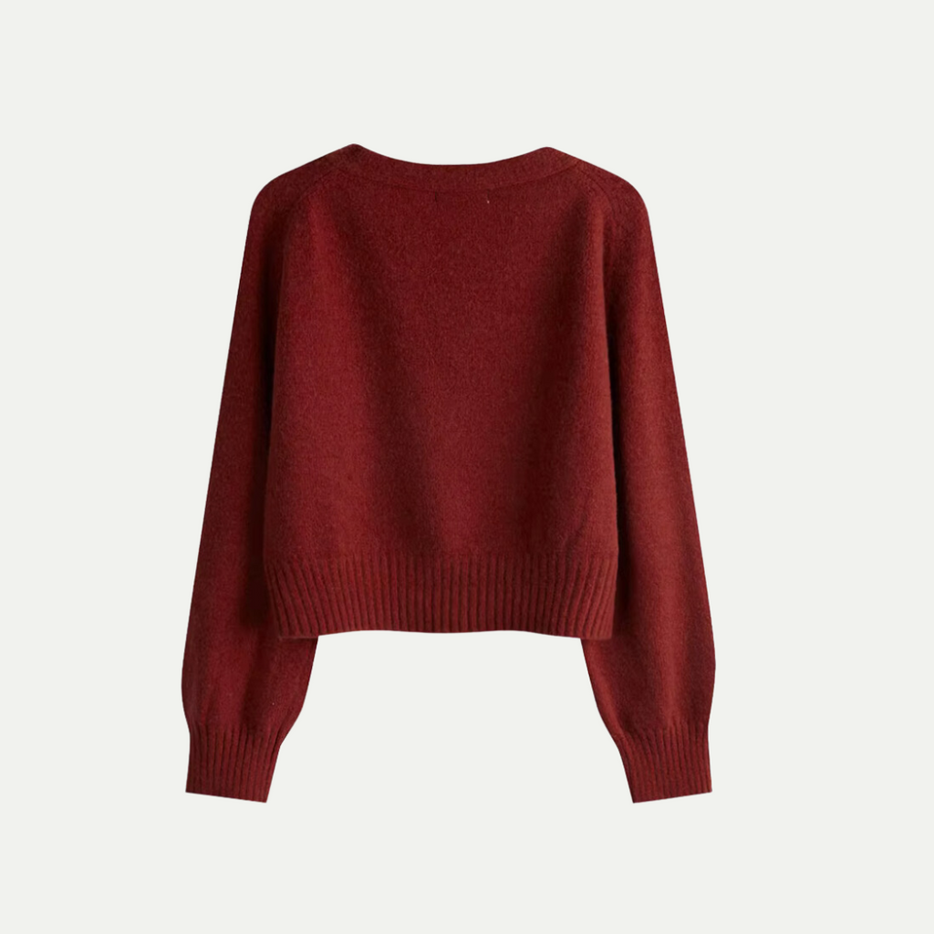 Cardigan da donna in lana premium con scollo a V - Maglia corta e comoda