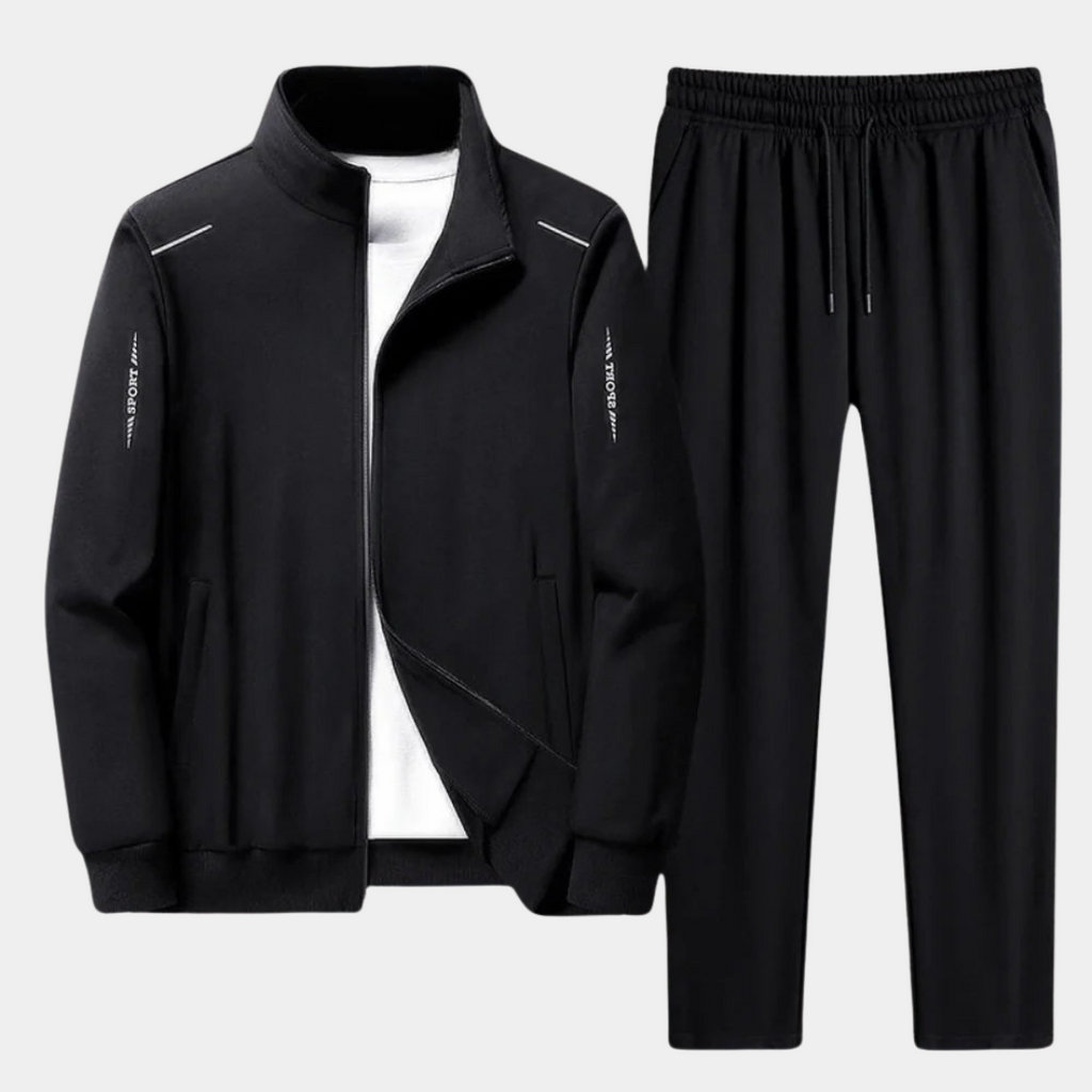 Completo tuta da uomo elegante con cerniera completa - giacca sportiva e comodi pantaloni da jogging
