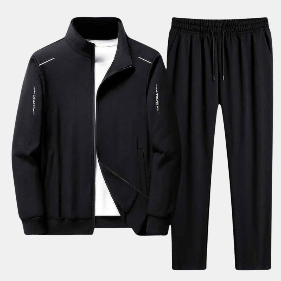Completo tuta da uomo elegante con cerniera completa - giacca sportiva e comodi pantaloni da jogging