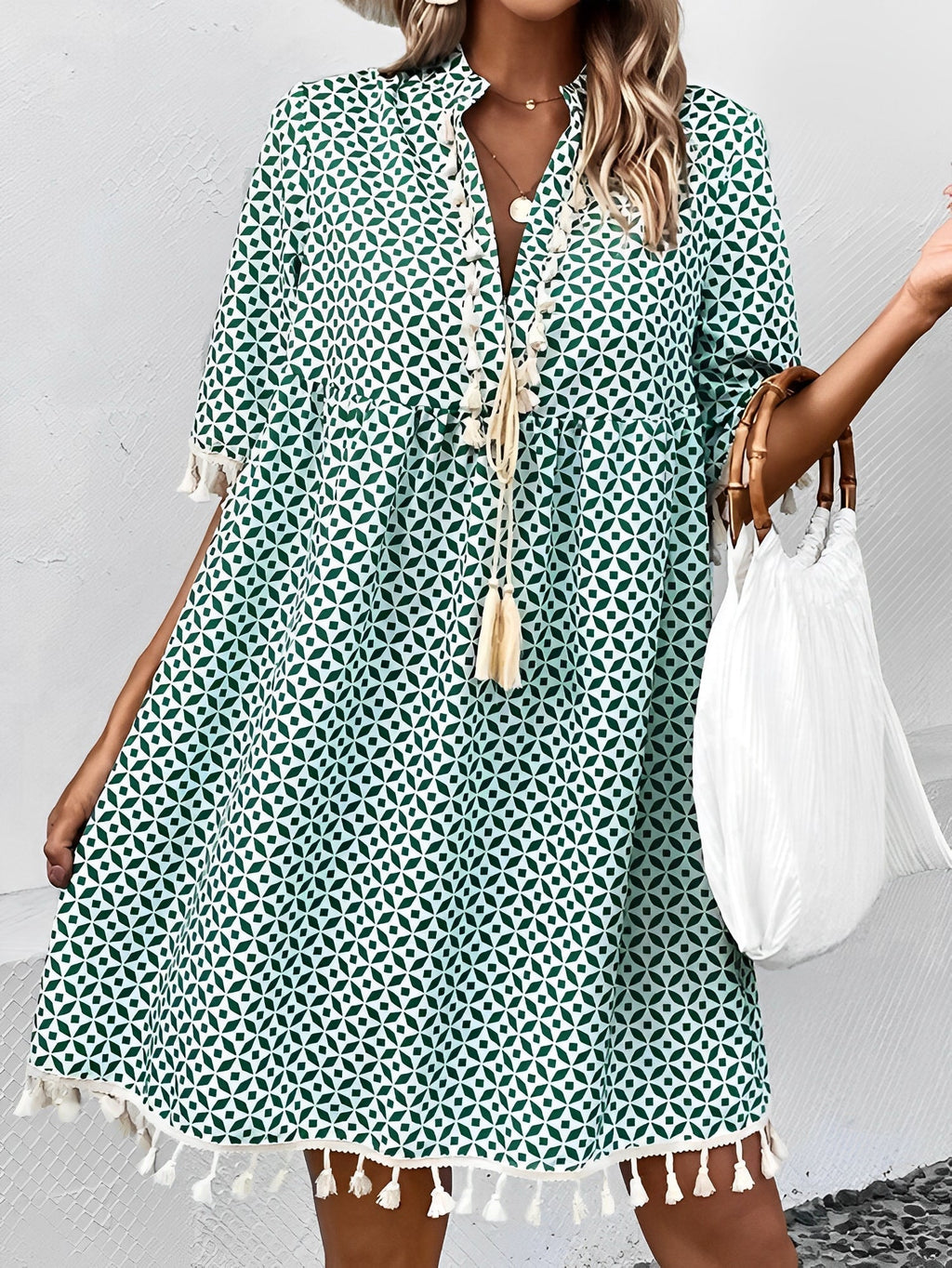 Abito da spiaggia corto a pois – vestito leggero donna con maniche corte