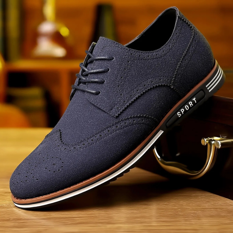 Scarpe basse stringate in pelle scamosciata nera da uomo