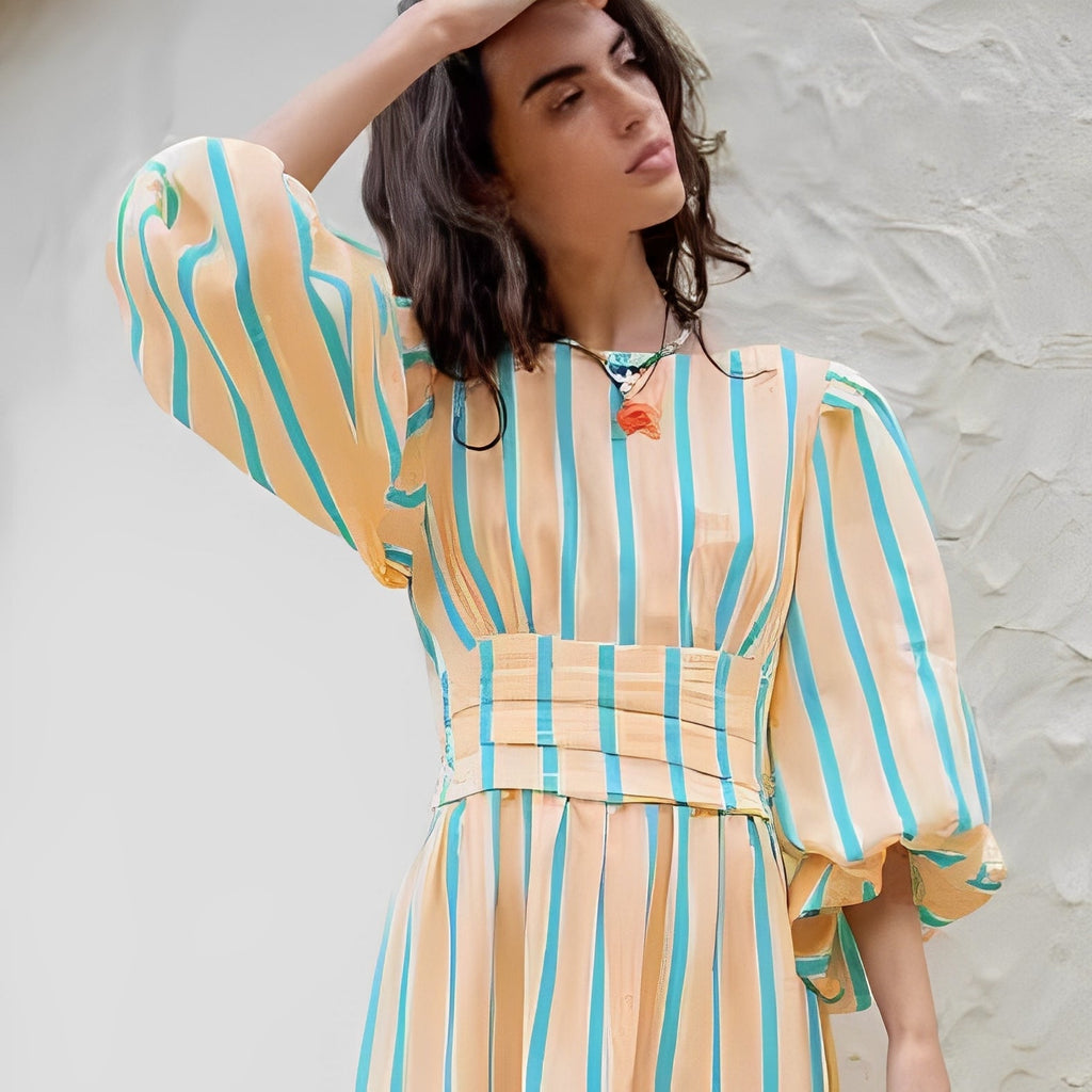 Elegante abito midi in lino per donna