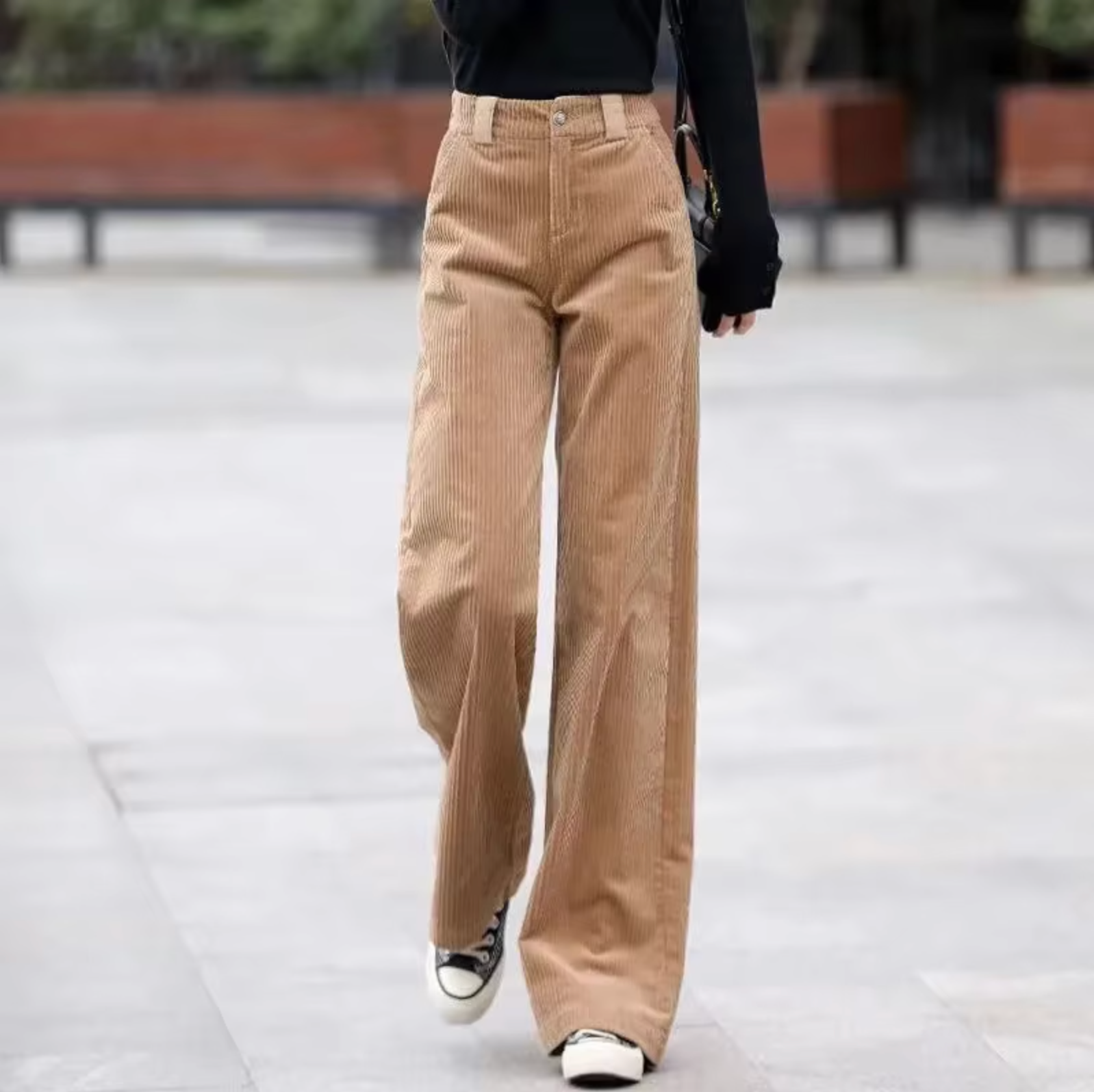 Pantaloni da donna in velluto a coste a vita alta – Comodi e alla moda
