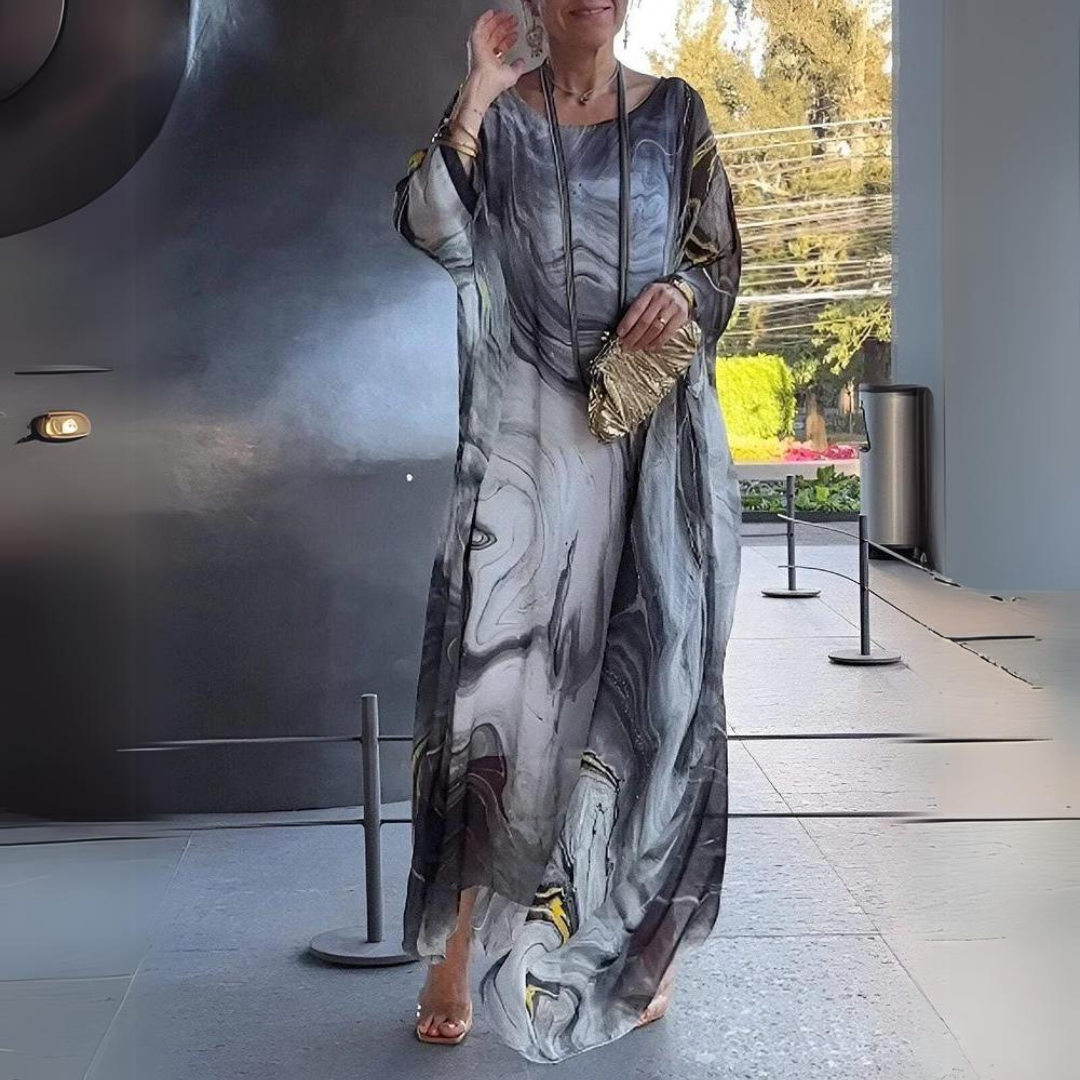 Elegante abito in seta e chiffon per donna