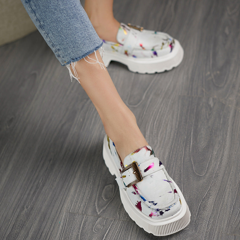 Scarpe con plateau in pelle da donna con fibbia | Perfette per primavera e autunno