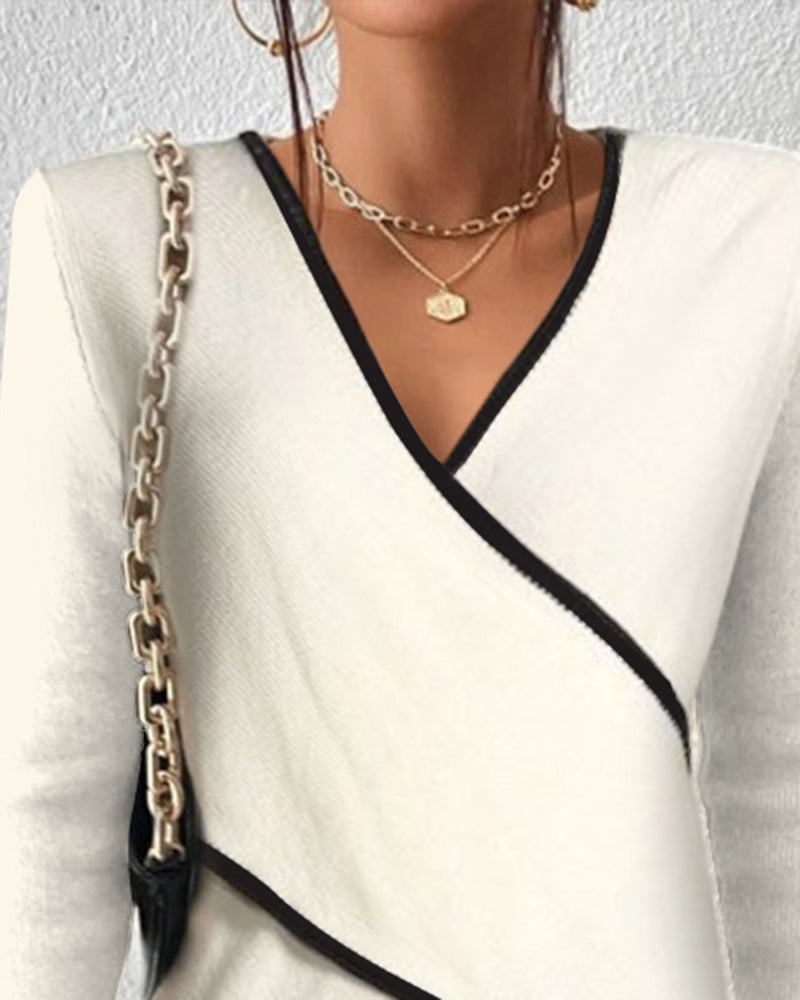 Maglione Avvolgente con Scollo a V Bianco da Donna - Comfort