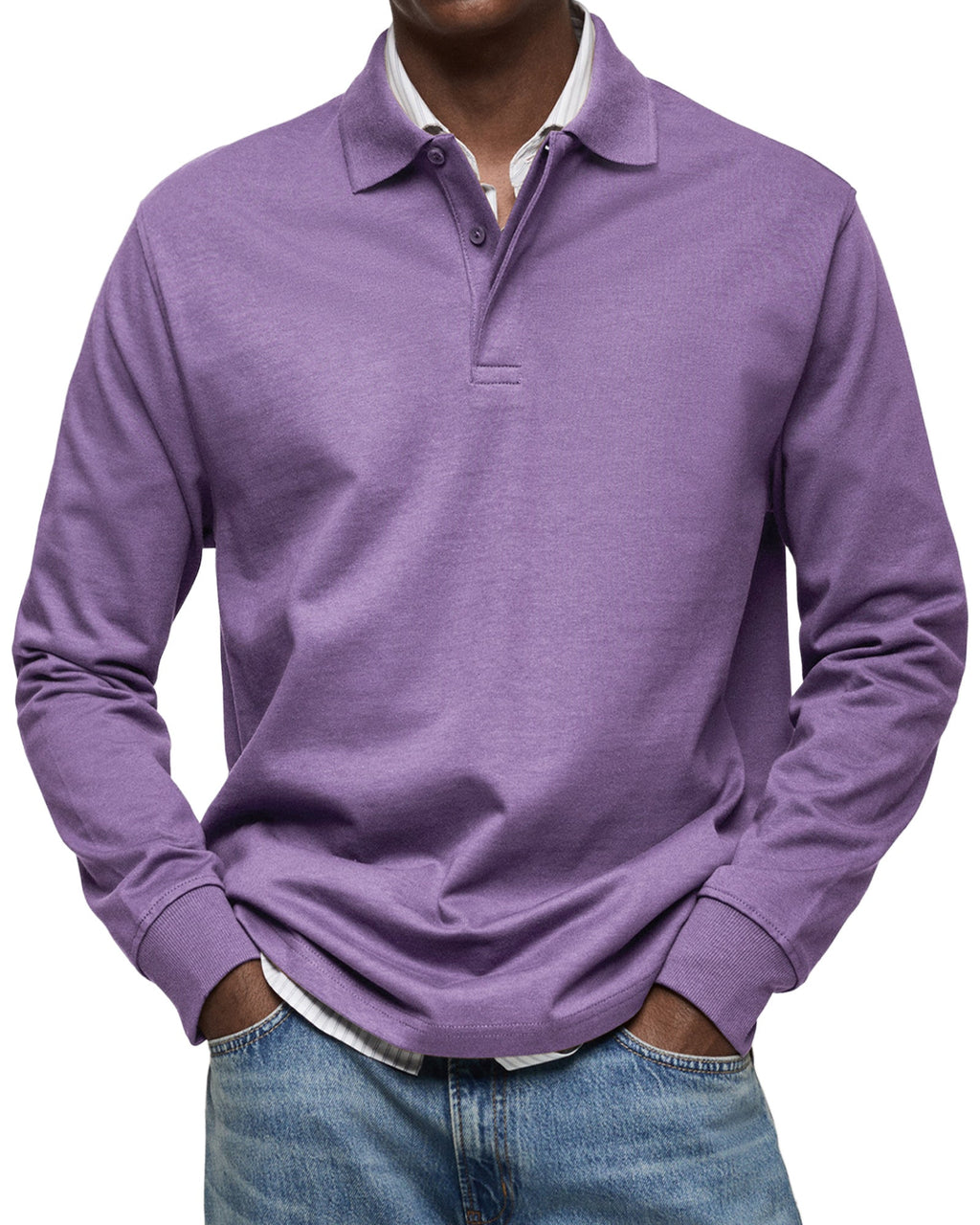 Polo casual a maniche lunghe da uomo