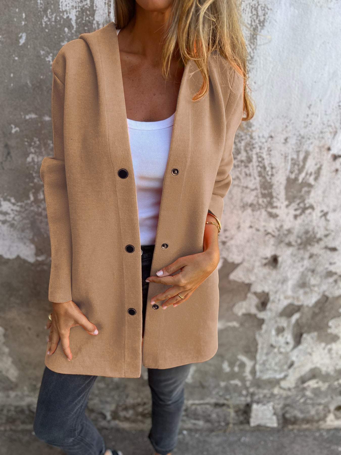 Cardigan con Cappuccio e Bottoni Casual da Donna - Comfort e Stile