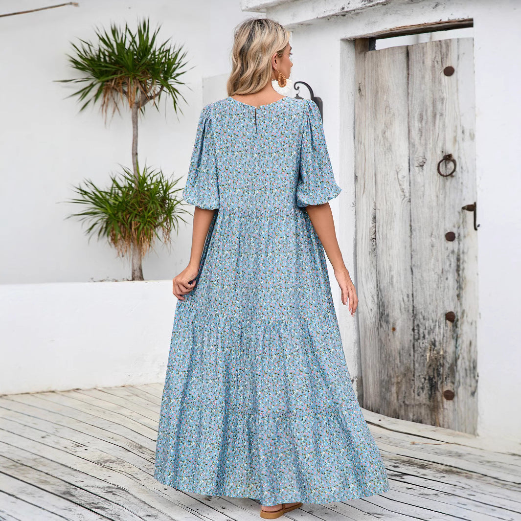 Abito lungo estivo donna con stampa floreale – stile boho chic