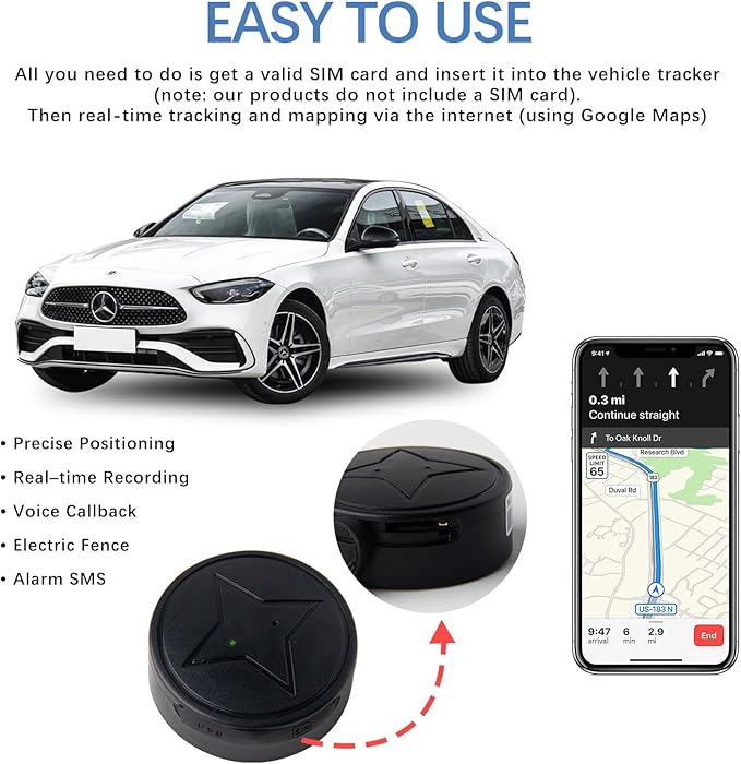 Mini localizzatore GPS – Dispositivo di tracciamento in tempo reale per auto, bambini, animali domestici e oggetti di valore – Strumento compatto magnetico per la sicurezza