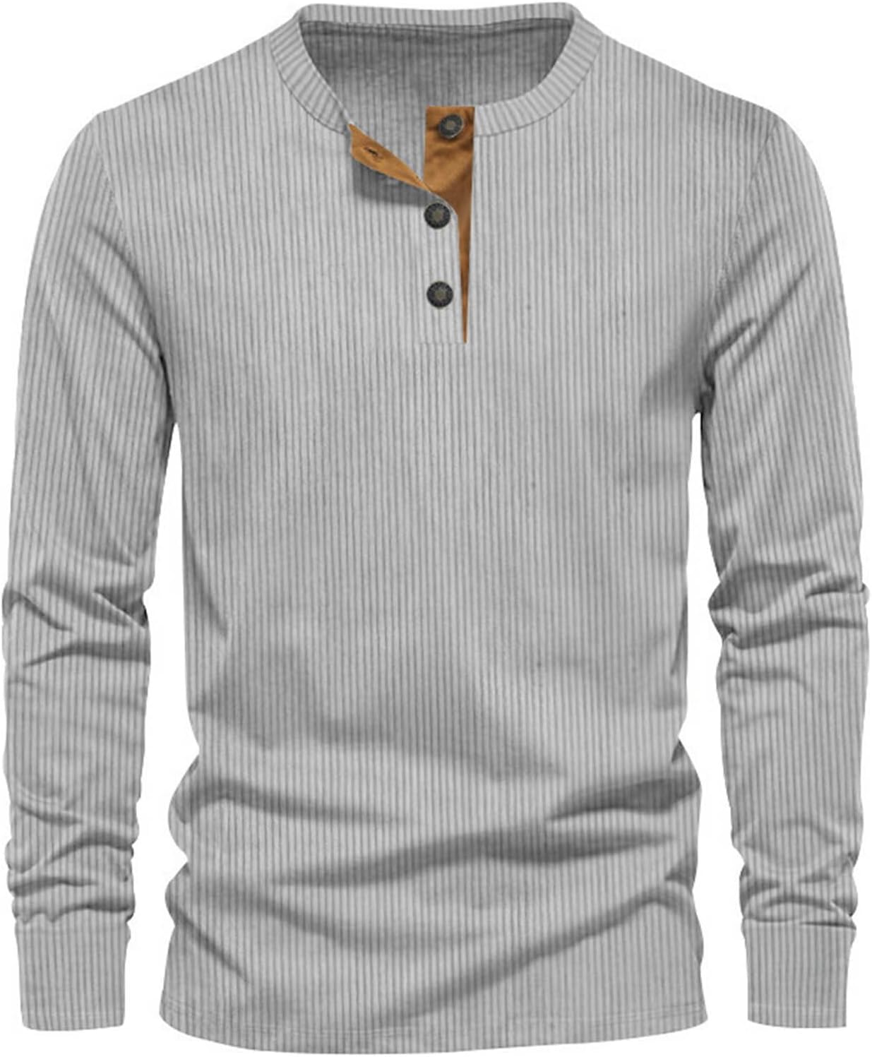 T-shirt a maniche lunghe a coste da uomo - Casual Comfort Girocollo