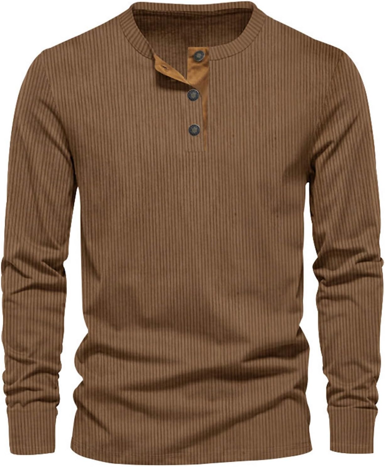 T-shirt a maniche lunghe a coste da uomo - Casual Comfort Girocollo