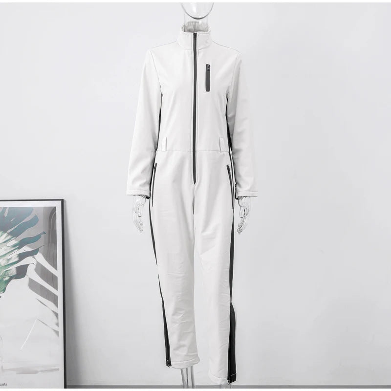 Tuta da sci a vita alta da donna – Tuta invernale isolata con cerniera