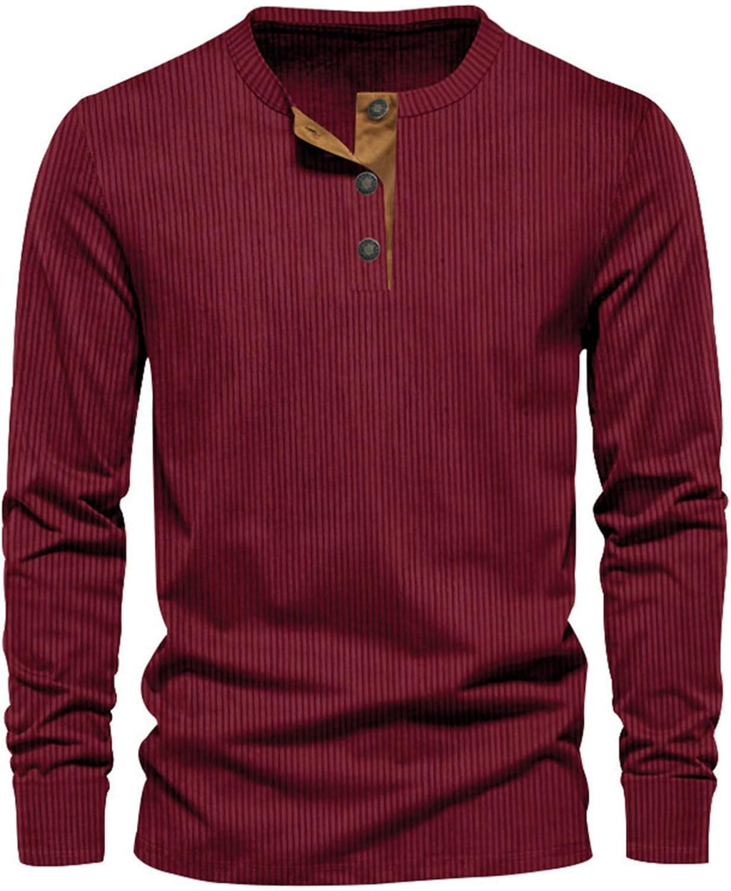 T-shirt a maniche lunghe a coste da uomo - Casual Comfort Girocollo