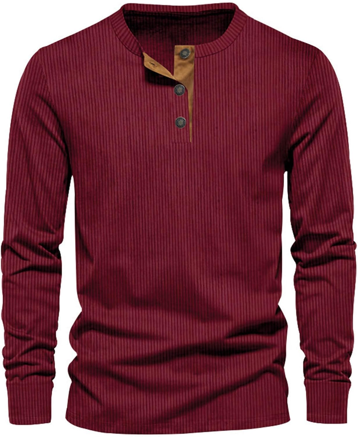 T-shirt a maniche lunghe a coste da uomo - Casual Comfort Girocollo