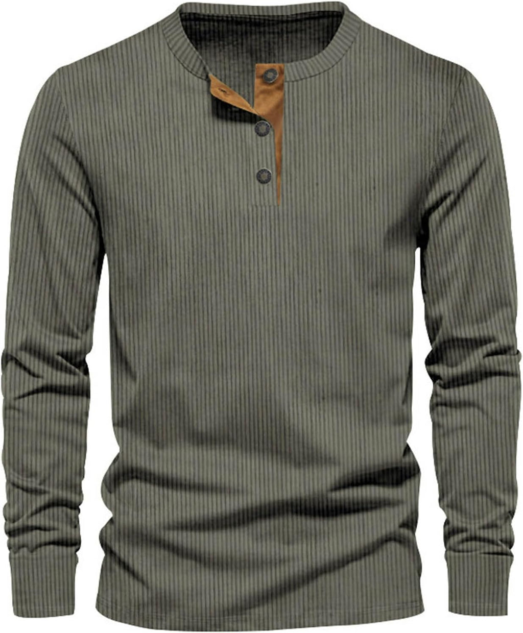 T-shirt a maniche lunghe a coste da uomo - Casual Comfort Girocollo