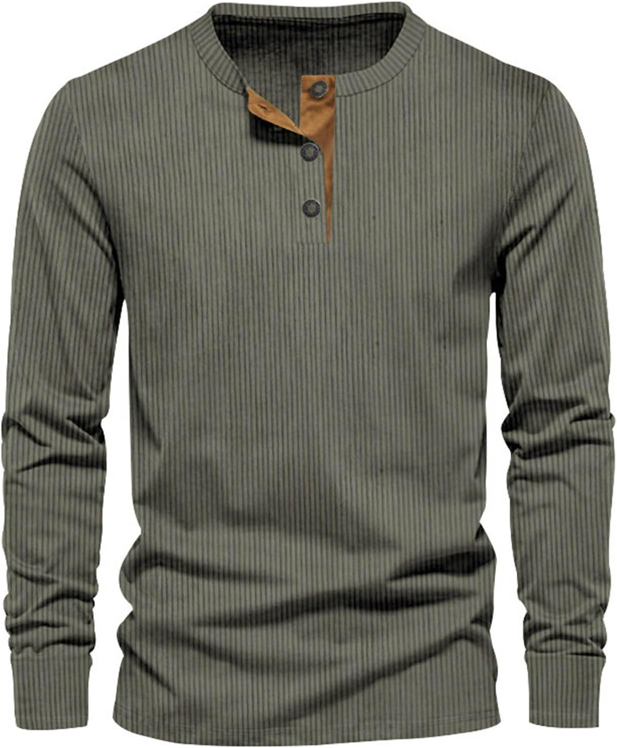 T-shirt a maniche lunghe a coste da uomo - Casual Comfort Girocollo