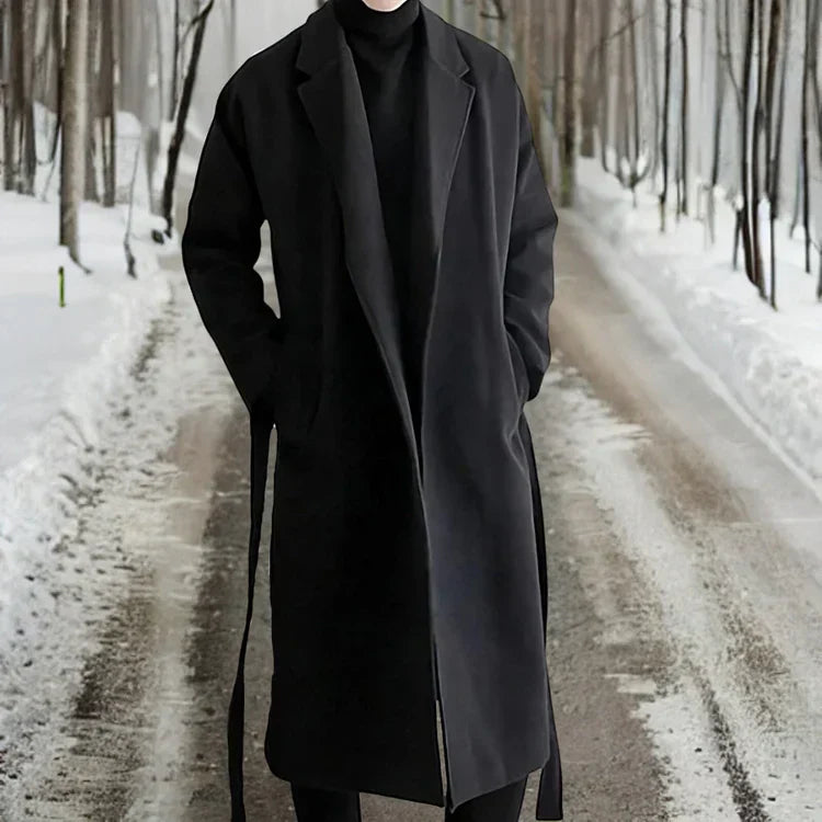 Cappotto lungo in lana da uomo Premium, resistente e confortevole