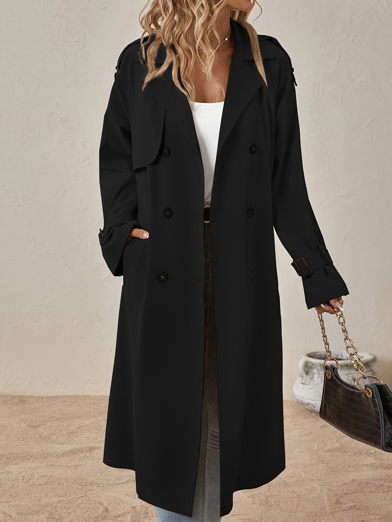 Trench lungo ed elegante in misto cotone da donna - perfetto per l'uso quotidiano