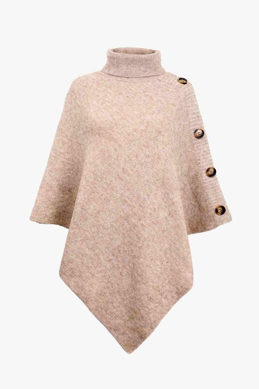 Maglione poncho da donna - elegante maglia con collo alto