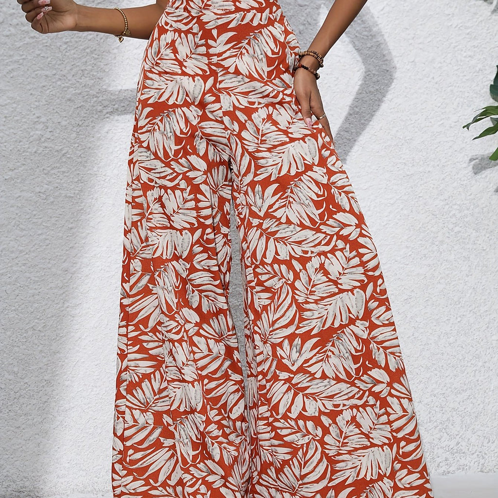 Pantaloni larghi da donna con stampa tropicale – stile boho estivo